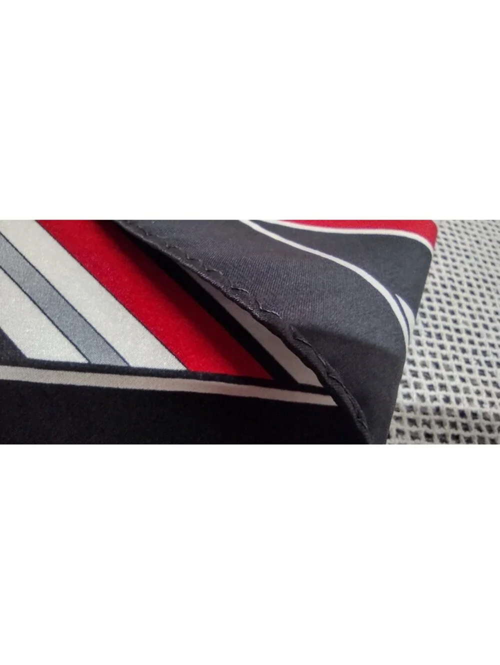 Vintage Silk Hankie Black White Red Handkerchief 70s 80s Does 1920s 30s Art Deco